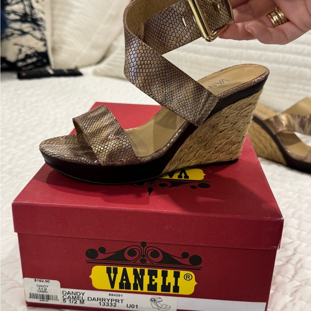 Vaneli Snakeskin Pattern Wedge Sandals
